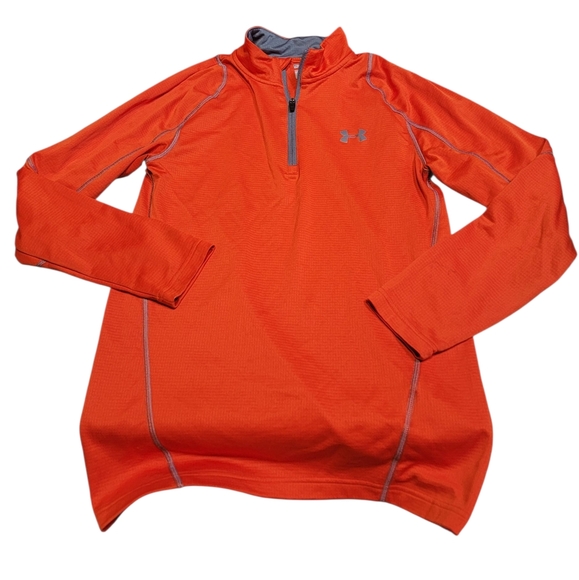 UNDER ARMOUR Men's Orange Coldgear Quarter Zip Pullover - Picture 1 of 6
